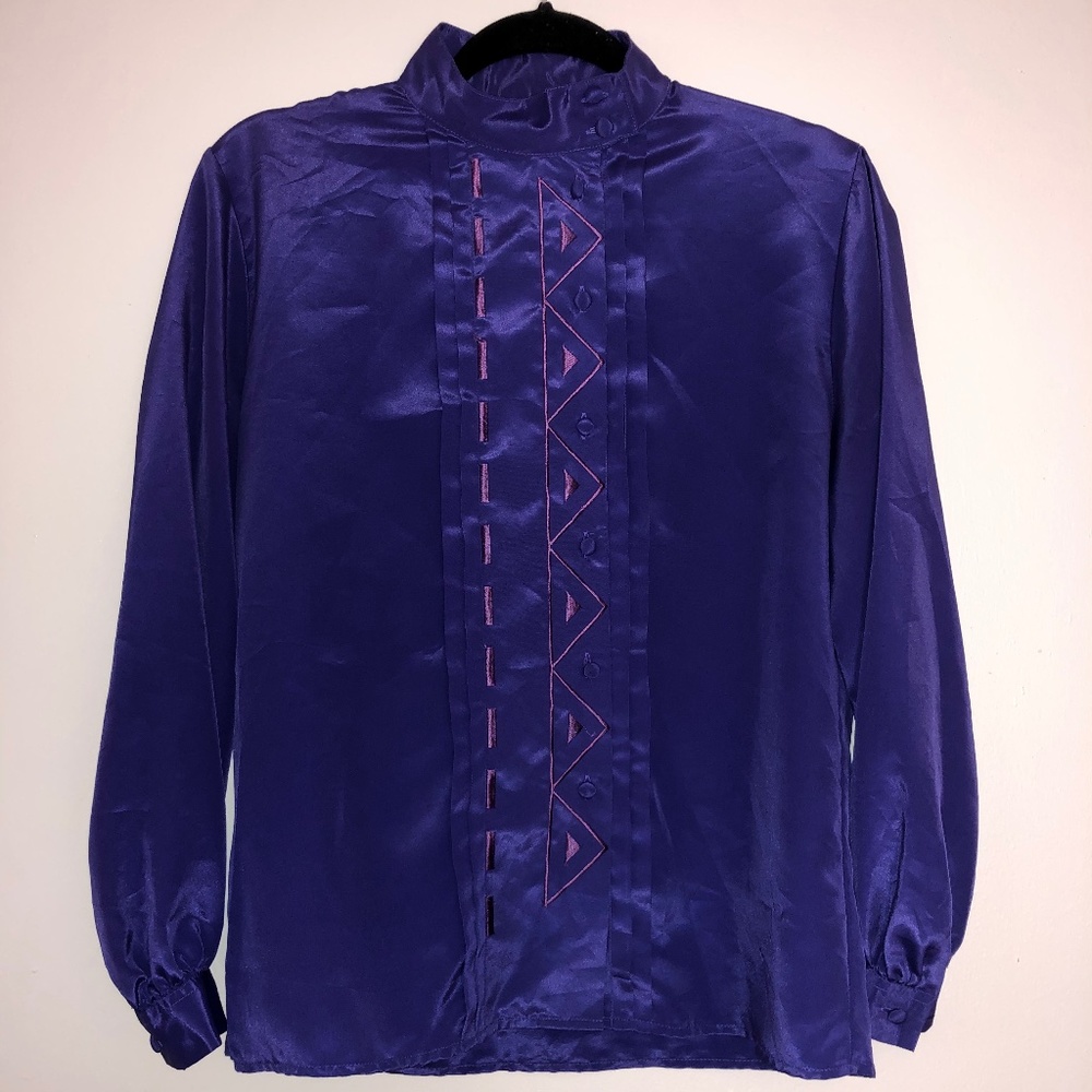 Vintage Bold Purple Mariani Button Up Blouse